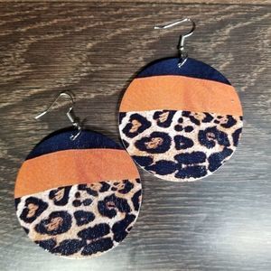 Leopard Color Block Dangle Wood Earrings NWT